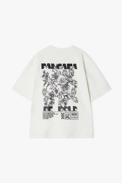 [Cha Eun Woo Worn] Liber Classy White Flower Artwork Half T-Shirt