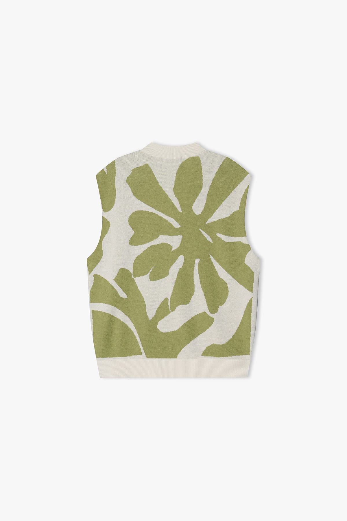 [Cha Eun Woo Worn] Liber Classy Ivory Flower Pattern V-Neck Knit Vest