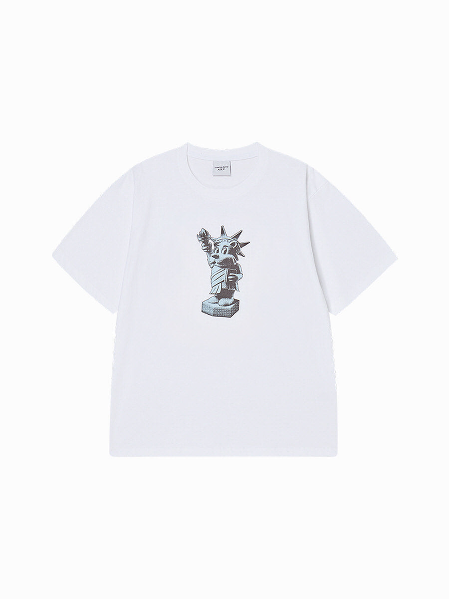 Yena x Adlv AC Bear Statue Of Liberty Short Sleeve T-Shirt