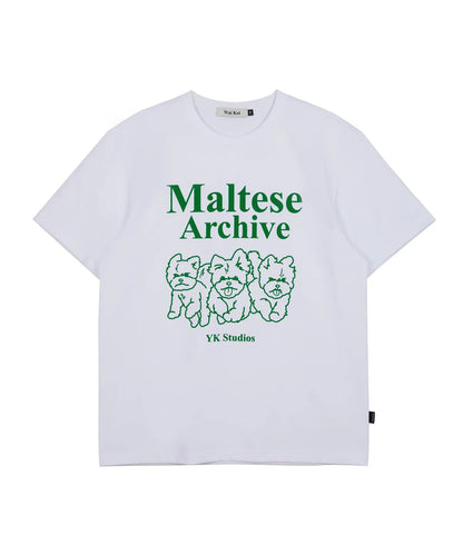[Seventeen Mingyu Worn] Wai kei Maltese Archive Line Graphic Short Sleeve T-Shirt
