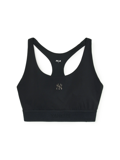 [Aespa Karina PICK] MLB Women's Basic Lettering Band Point Crop Top Black – New York Yankees