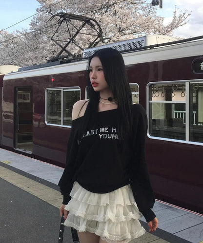 [Twice Nayeon & Redvelvet Joy Worn] YOUHEE Off-Shoulder Sweatshirt