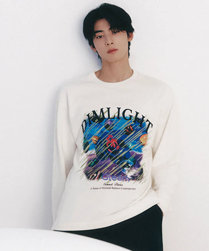 [Cha Eun Woo Worn] Liber Classy Cream Semi-Overfit Flower Artwork T-Shirt