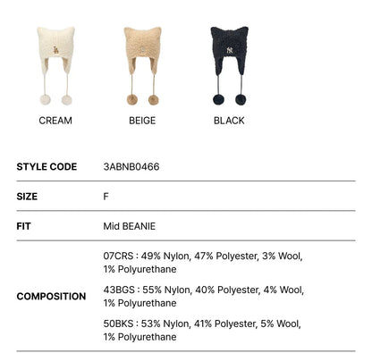 MLB 26FW Fur Meow Earflap Beanie