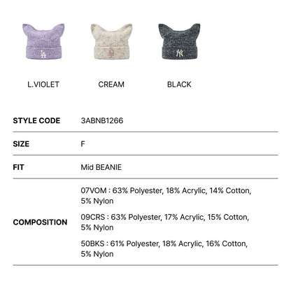 MLB 26FW Loose-fit Melange Meow Beanie