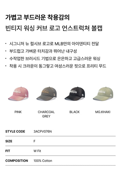 [Aespa Karina & TWS Pick] 26SS MLB Vintage Washed Curve Logo Unstructured Ball Cap New York Yankees