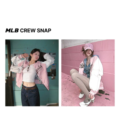 [Aespa Karina & TWS Pick] 26SS MLB Nylon Front Cursive Varsity Jacket – New York Mets