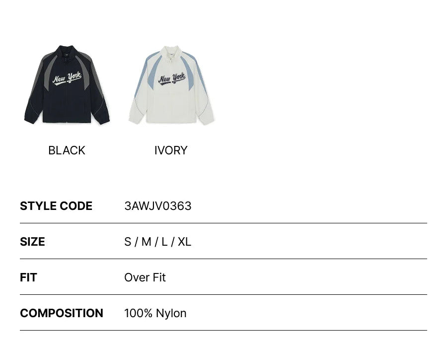 [Ahof Steven Worn] MLB Sportive Cursive Logo Blocking Windbreaker