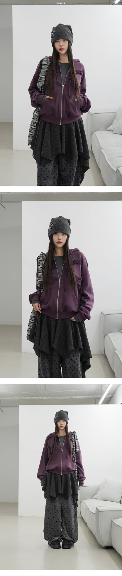 Binary01 - Becken Ribbon Zip-up Hoodie