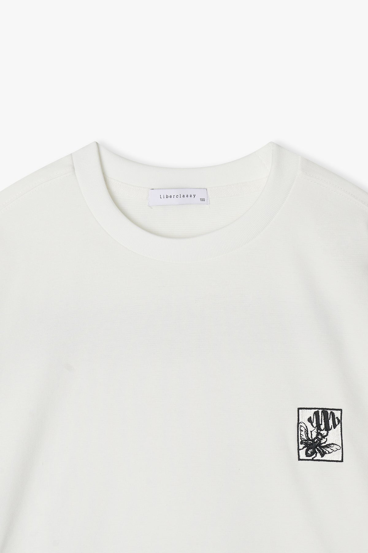 [Cha Eun Woo Worn] Liber Classy White Flower Artwork Half T-Shirt