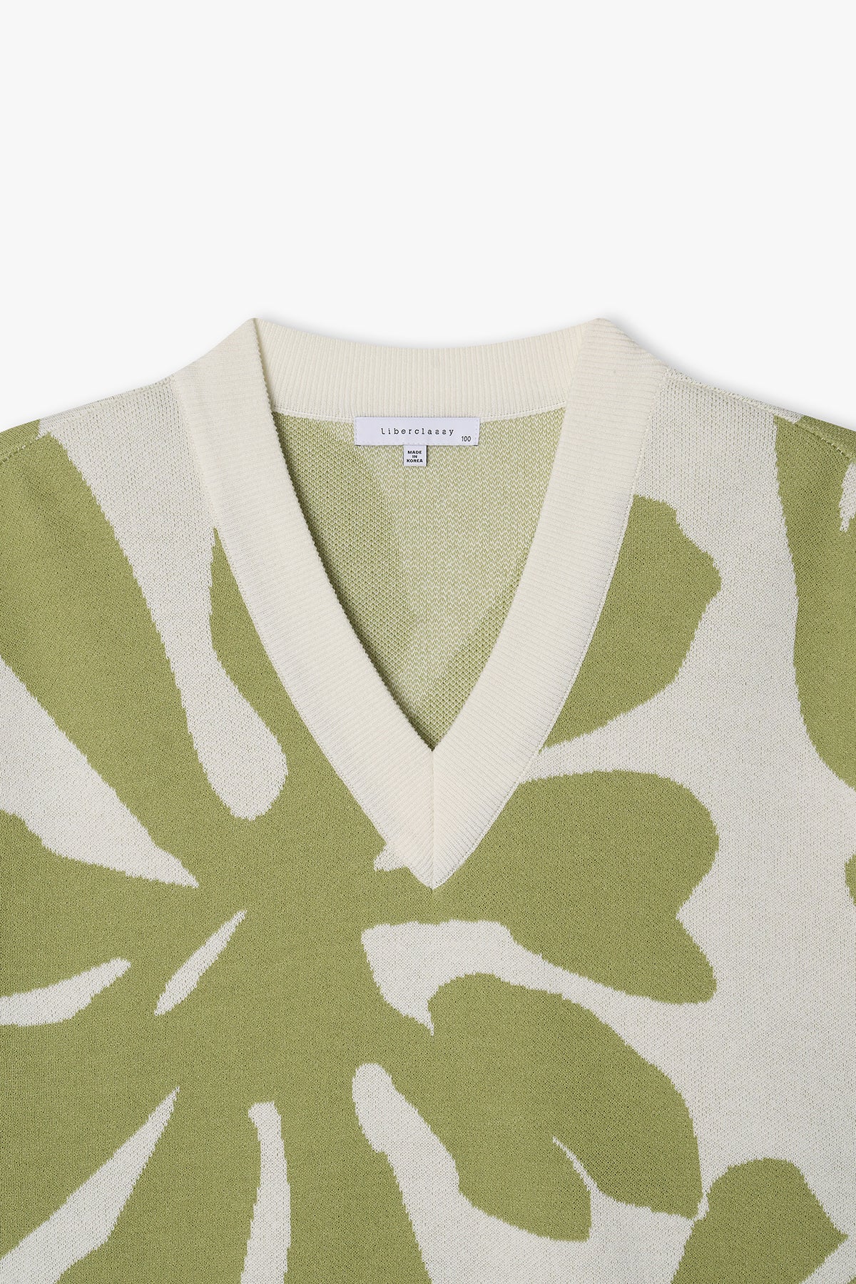 [Cha Eun Woo Worn] Liber Classy Ivory Flower Pattern V-Neck Knit Vest