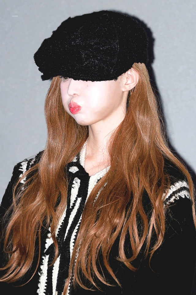 [Aespa Winter Worn] Awesome Needs Bellboy Cap Ribbon_Wool Black