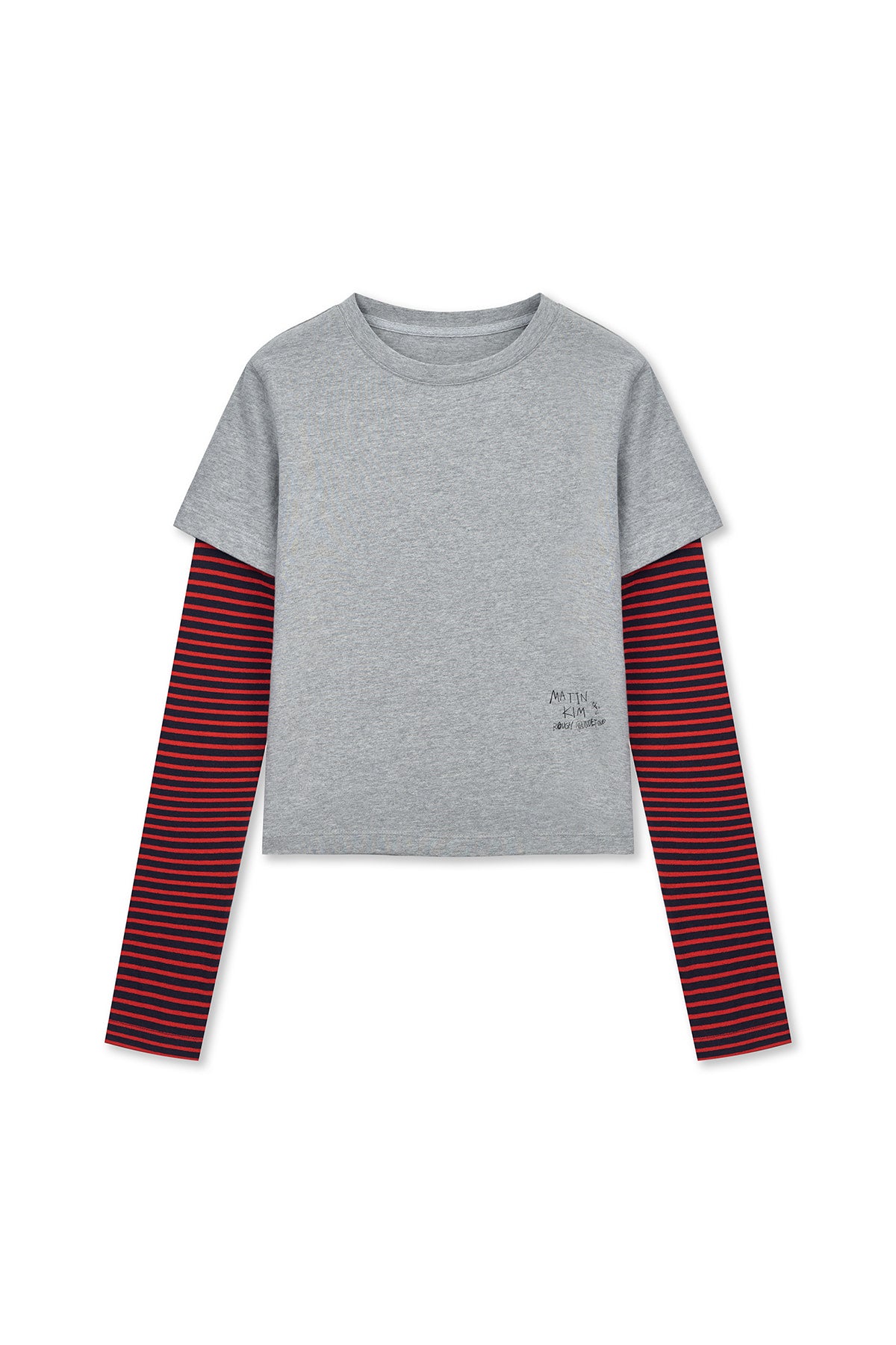 [Ive Liz Pick] Matin Kim Graffiti Logo Stripe Layered Top