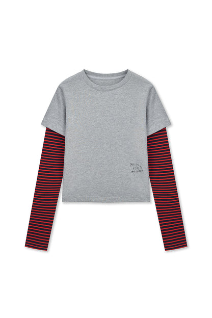 [Ive Liz Pick] Matin Kim Graffiti Logo Stripe Layered Top