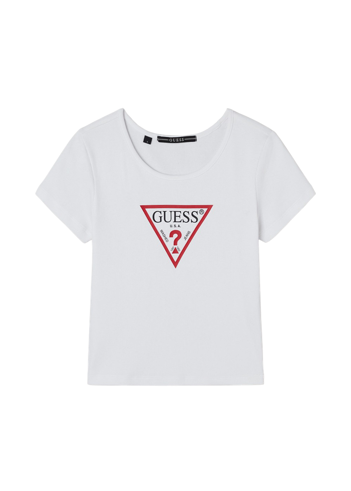 [BAE SUZY WORN] GUESS - Women's Original Triangle Ribbed Short Sleeve T-shirt