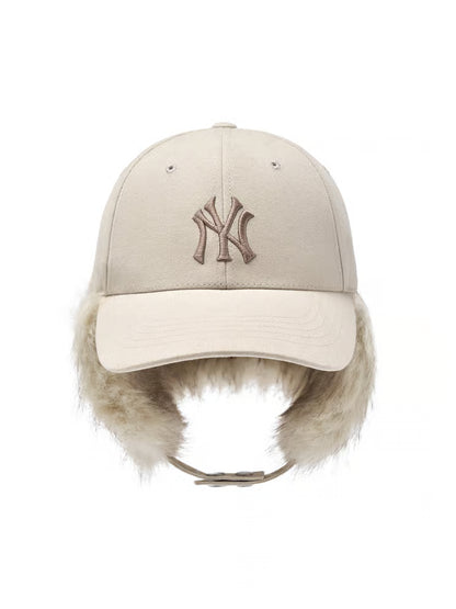 [Aespa Karina Pick] MLB Vintage Fur Earflap Cap New York Yankees