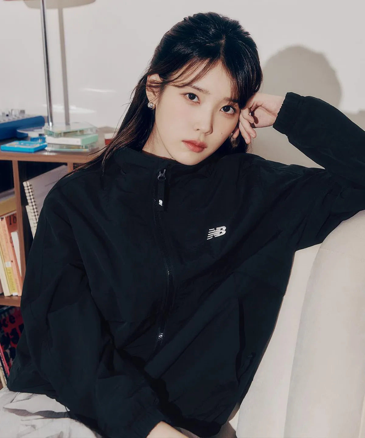 [IU Worn]  New Balance UNI Essential Heritage Stand-Neck Warm-Up Jacket