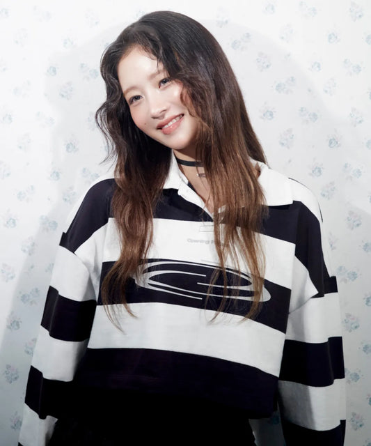 [Ive Rei Pick] Opening Project W Identity Stripe Collar T-Shirt