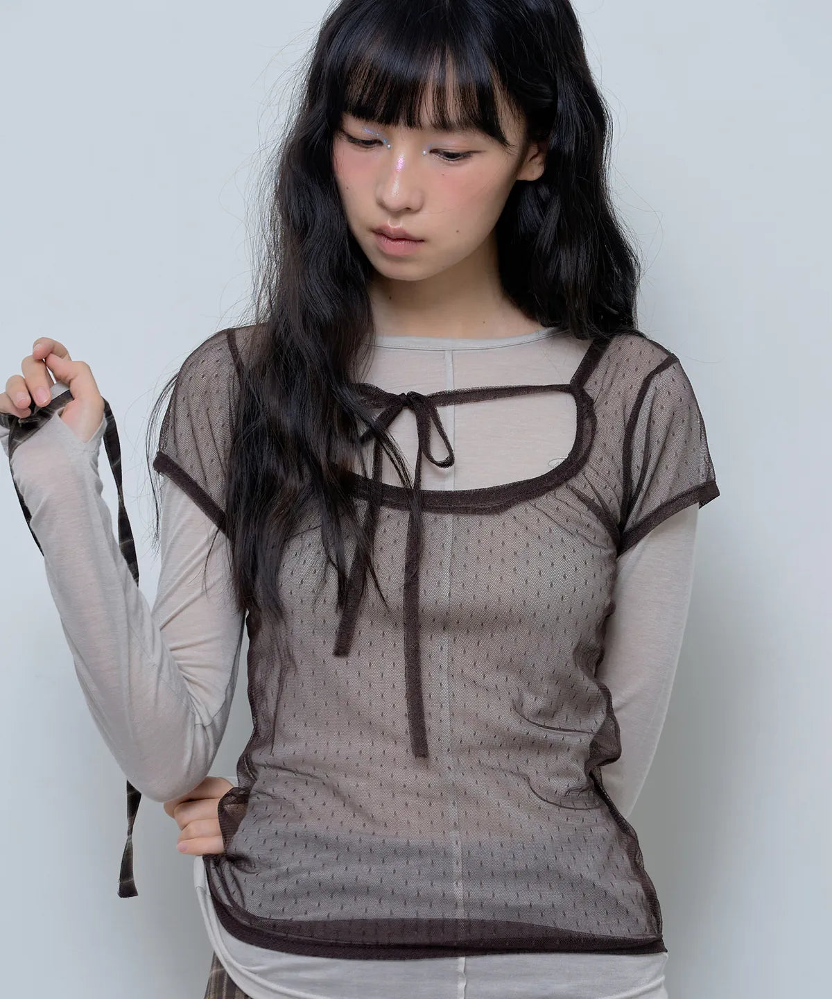 [Hearts2Hearts' Jiwoo Worn] Fancy Club 3-WAY Dot Layered Long Sleeve