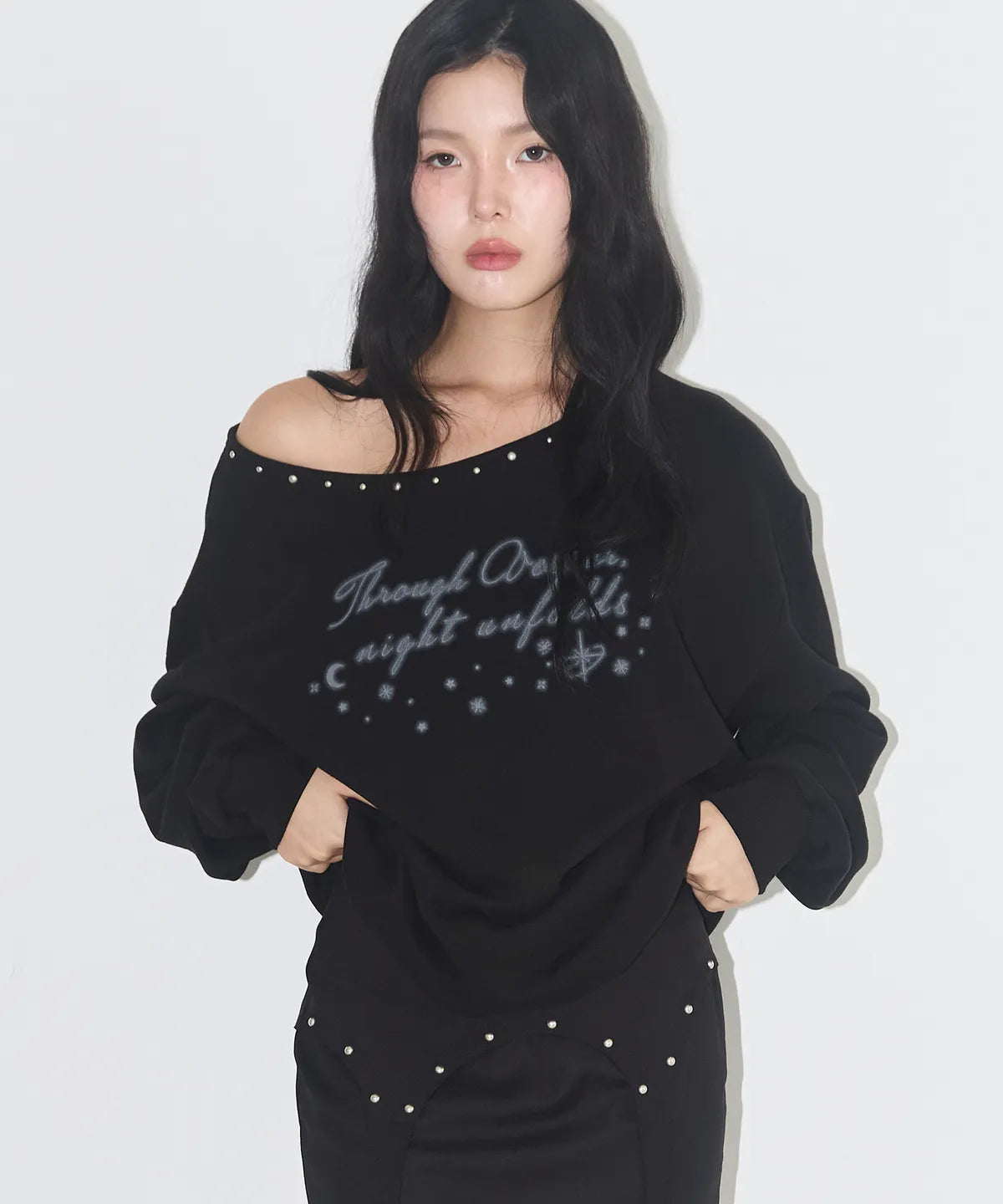 ILLIGO -  One Shoulder Boat Neck Sweatshirts