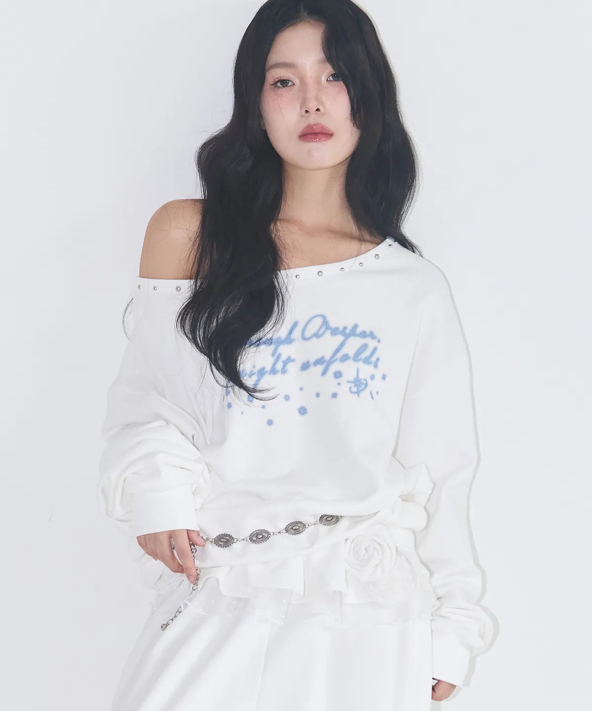 ILLIGO -  One Shoulder Boat Neck Sweatshirts