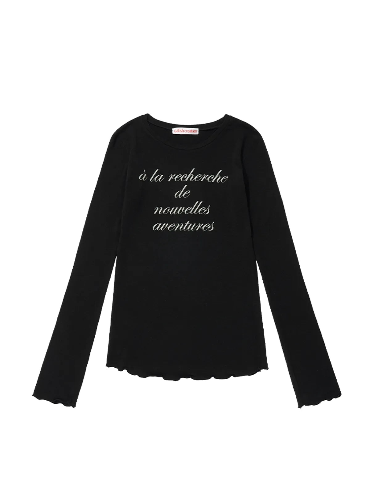 Oafish See-Through Lettering Long Sleeve_ Balck