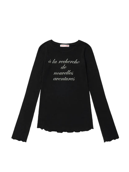 Oafish See-Through Lettering Long Sleeve_ Balck