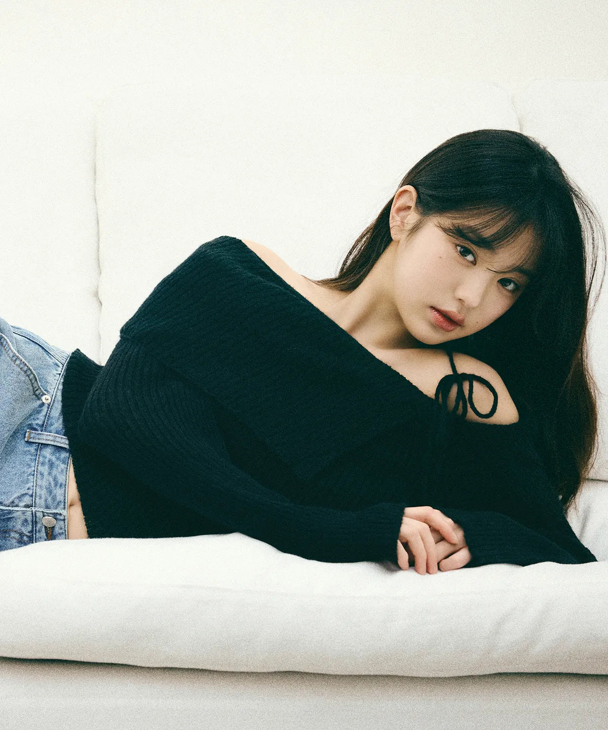 [Ive Wonyoung Worn] RolaRola Mahair Wool Blended Off Shoulder Knit