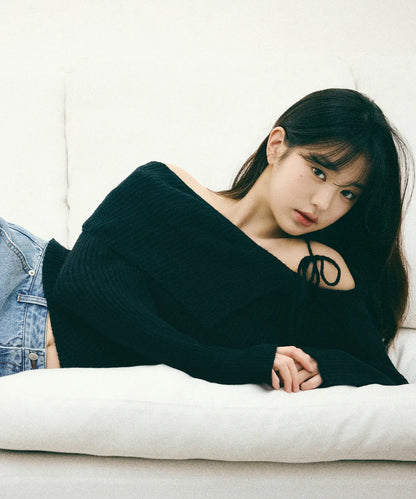 [Ive Wonyoung Worn] RolaRola Mahair Wool Blended Off Shoulder Knit