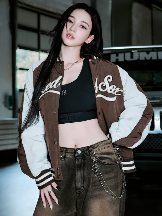 Karina Pick] 25FW MLB Nylon Blocking Culsive Varsity Jacket Boston