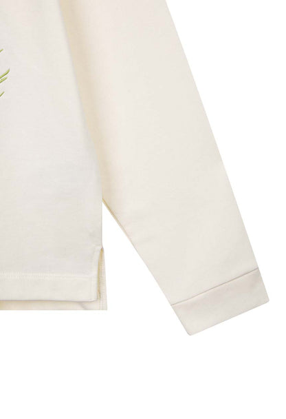 [Cha Eun Woo Worn] Liber Classy Cream Semi-Overfit Flower Artwork T-Shirt