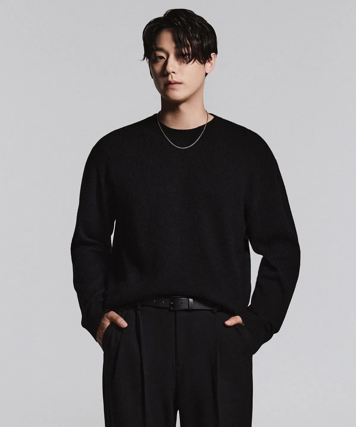 [Lee Do-hyun Pick] 25FW MS Minimal Ribbed Crew Neck Knit-Black