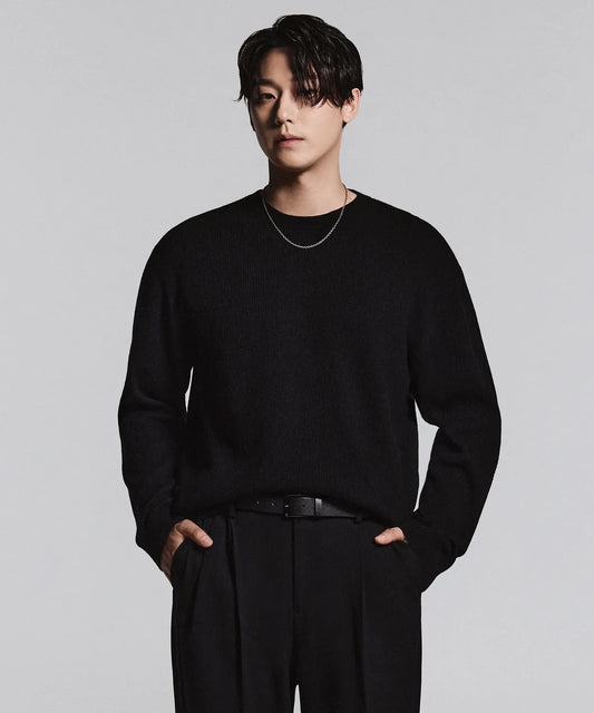 [Lee Do-hyun Pick] 25FW MS Minimal Ribbed Crew Neck Knit-Black