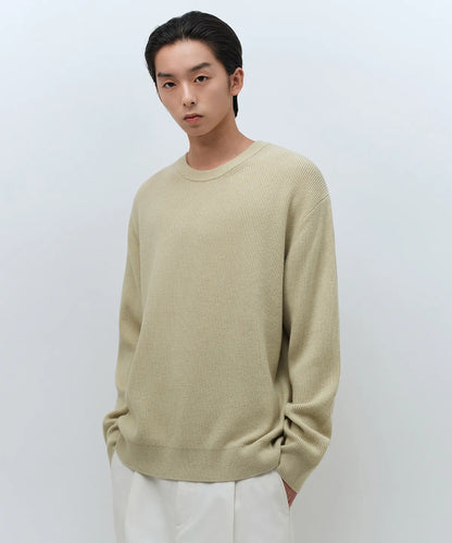 [Lee Do-hyun Pick] 25FW MS Minimal Ribbed Crew Neck Knit-Black