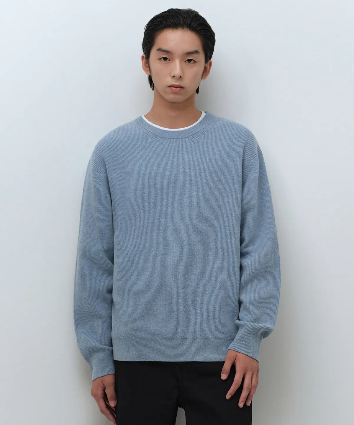 [Lee Do-hyun Pick] 25FW MS Minimal Ribbed Crew Neck Knit-Black