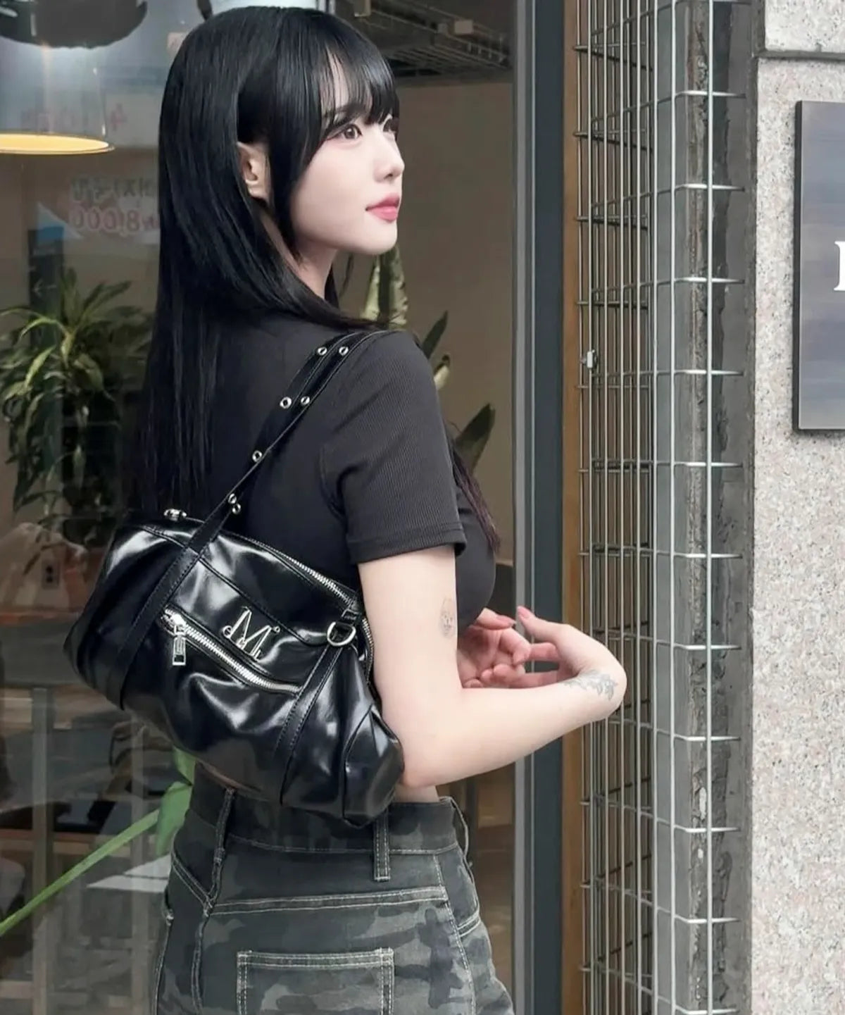 MUCENT Nox Metal Logo Eyelet Strap Shoulder Bag