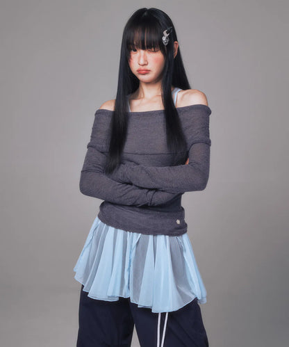 YOUHEE Basic Off Shoulder Knit