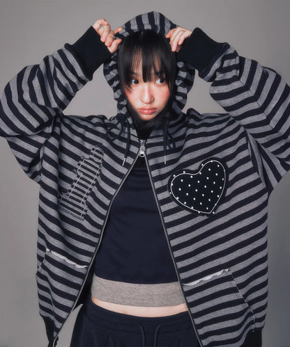 [Ive Rei Worn] YOUHEE I Love Applique Hood Zip-Up