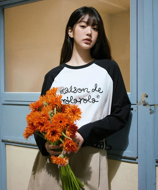 [Ive Wonyoung Worn] RolaRola Maison De Rola Raglan T-Shirt- White Black