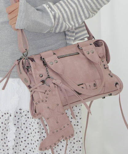 FANCY CLUB Belted Washed Leather Mini Bag