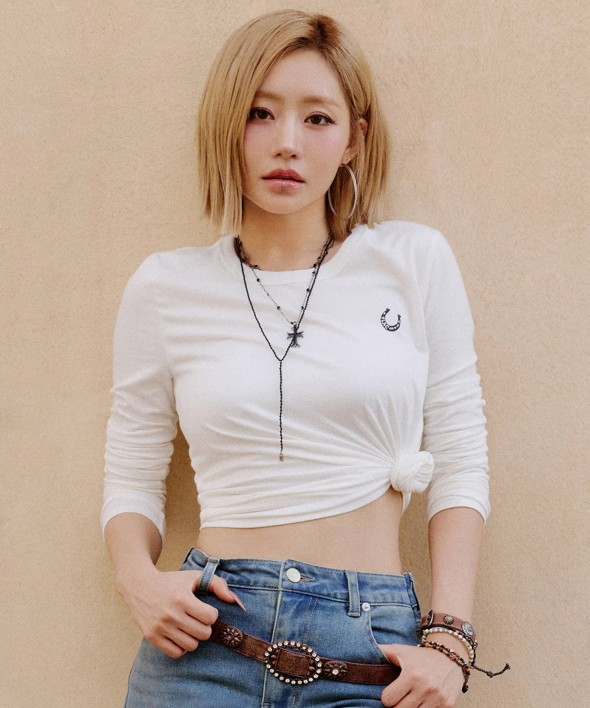 [Kiss Of Life Julie] Plac Women Symbol Basic Long Sleeve T-Shirt