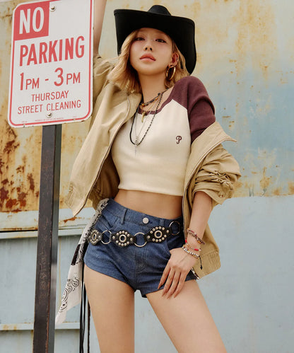 [Kiss Of Life Julie] Plac Women Slim Raglan Logo Knit Top