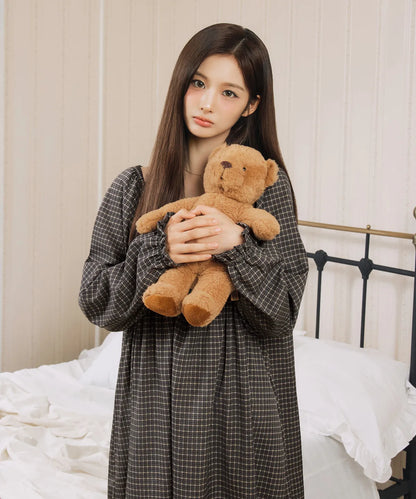 [Nmixx X Dossy] Silk Fit Dust Long Sleeve Pajama Dress