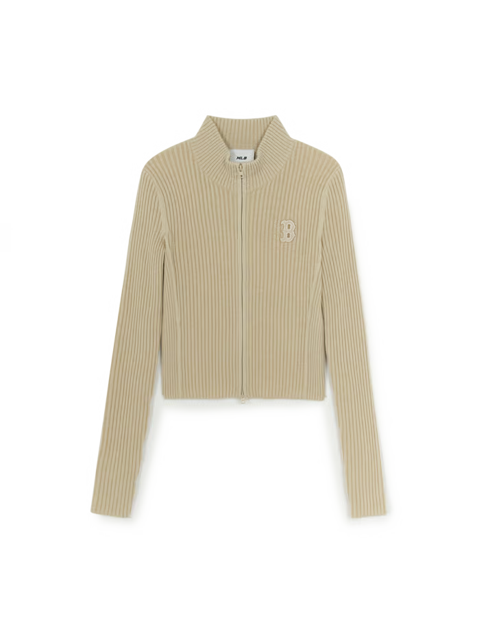 [Karina Pick] 25FW MLB Women's Basic Vintage Lip Zip-Up Cardigan