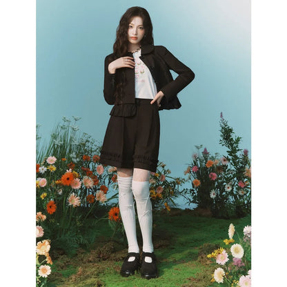 [Ive Liz Worn] 8 Seconds X Minju Kim Frill Bermuda Pants Black