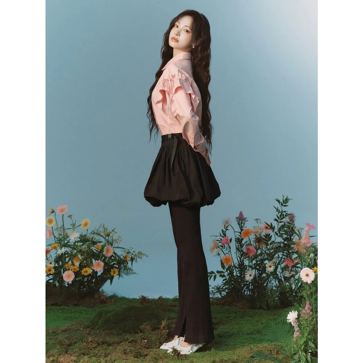 [Ive Liz Worn] 8 Seconds X Minju Kim Frill Long Sleeve Shirt Light Pink