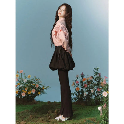 [Ive Liz Worn] 8 Seconds X Minju Kim Frill Long Sleeve Shirt Light Pink