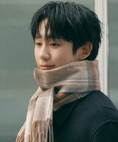 [Mind Bridge Jun Hae-In Pick] 100% Wool Check Daily Muffler