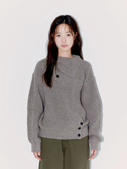 [Triple S Nakyoung Worn] Oafish Asymmetric Turtleneck Knit