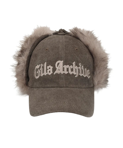 Gila Archive Brown Faux Fur Logo Earflap Cap